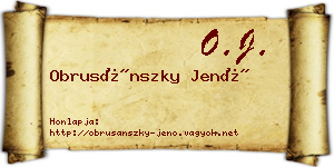 Obrusánszky Jenő névjegykártya